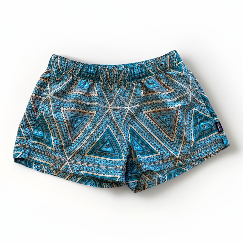 Patagonia Blue Geometric Athletic Shorts
